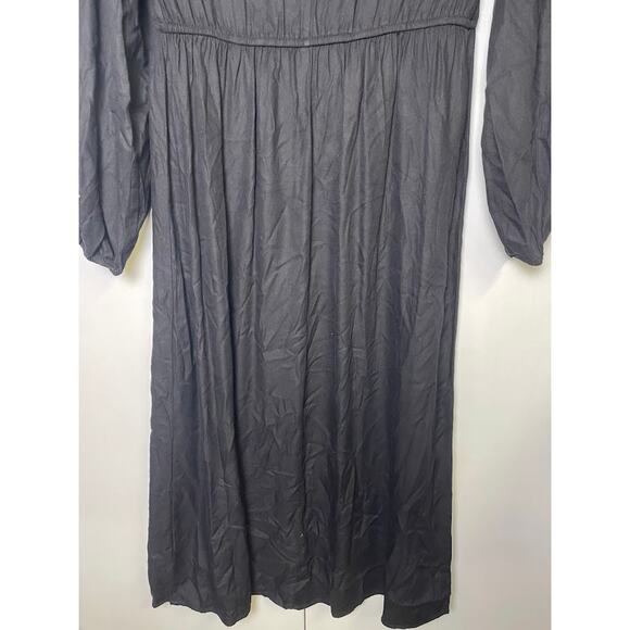 Old Navy Dark Floral Embroidered Midi Dress Sz S Baloon Sleeve Fairy Whimsical - Picture 10 of 15